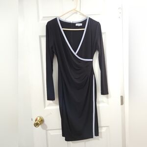 Calvin Klein Elegant Black and White Wrap Dress